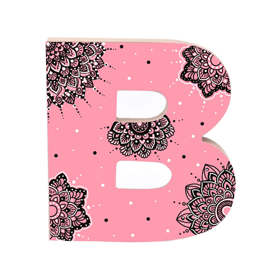 Wall Mountable & Tabletop Mandala Doodle Alphabet - Rose Pink