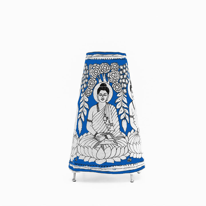 Buddha Hand Painted Tholu Bommalata Medium Tabletop Lamp | 13 inches