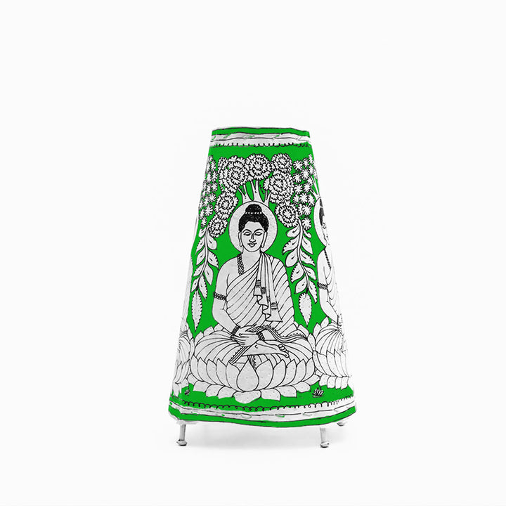 Buddha Hand Painted Tholu Bommalata Medium Tabletop Lamp | 13 inches