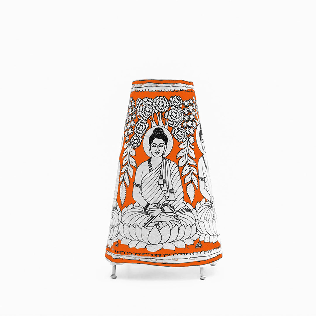 Buddha Hand Painted Tholu Bommalata Medium Tabletop Lamp | 13 inches