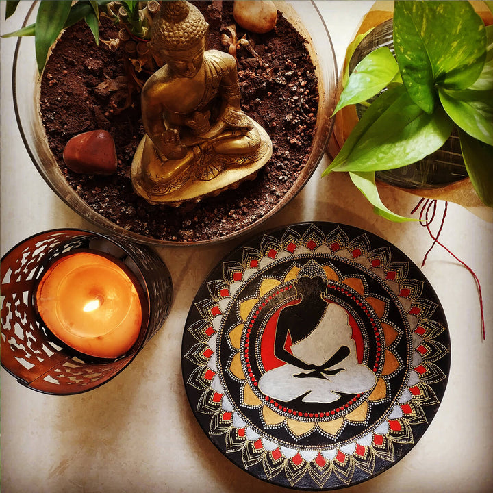 Handpainted Terracotta Wall Plate - Buddha