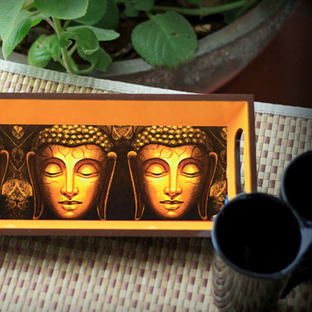 Ethnic Decoupage Buddha MDF Tray - Narrow