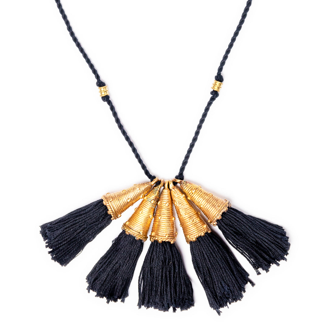 Contemporary Handmade Five Pendant Brass Necklace