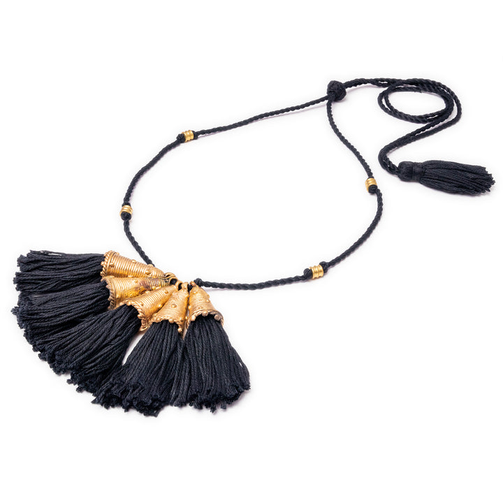 Contemporary Handmade Five Pendant Brass Necklace