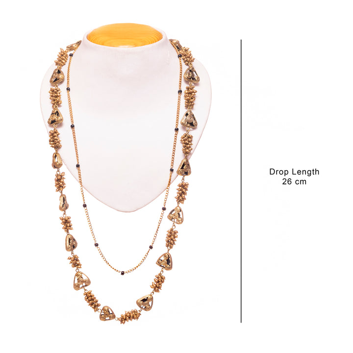 Contemporary Handmade Dokra Golden Brass Bead Layer Necklace