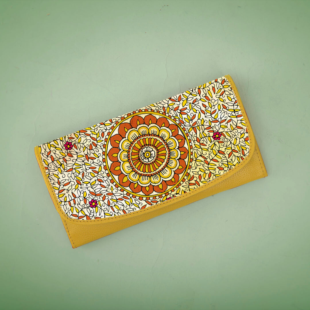 Madhubani Floral Design Classic Flap Wallet