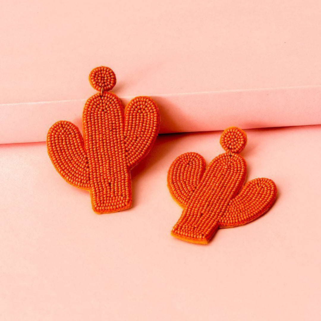 Hand Embroidered Cactus Sequin Earrings