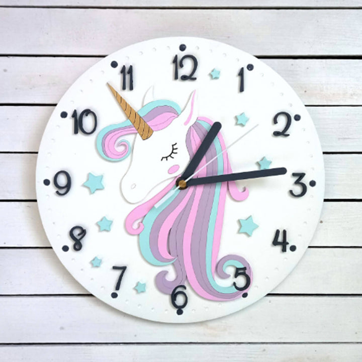 Unicorn Themed Wall Clock for Kids