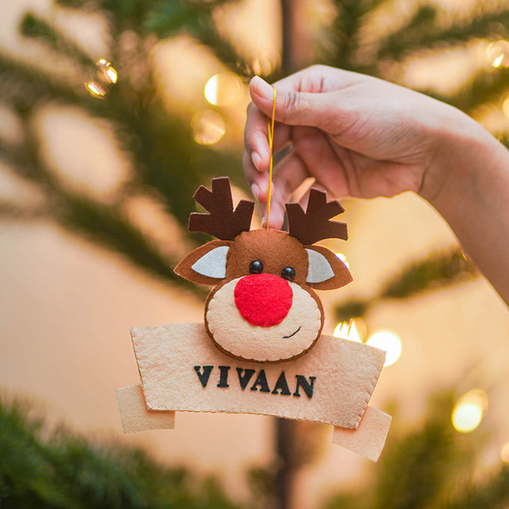 Handmade Personalized Xmas Felt Ornaments For Christmas Tree Decoration | Set Of 4