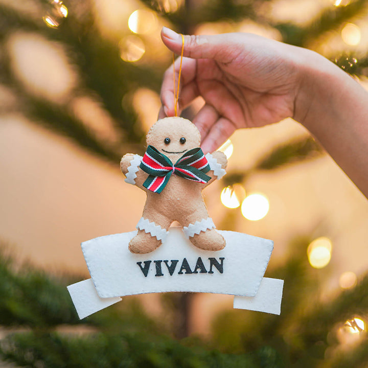 Handmade Personalized Cookieman Felt Ornament For Christmas Tree Decoration