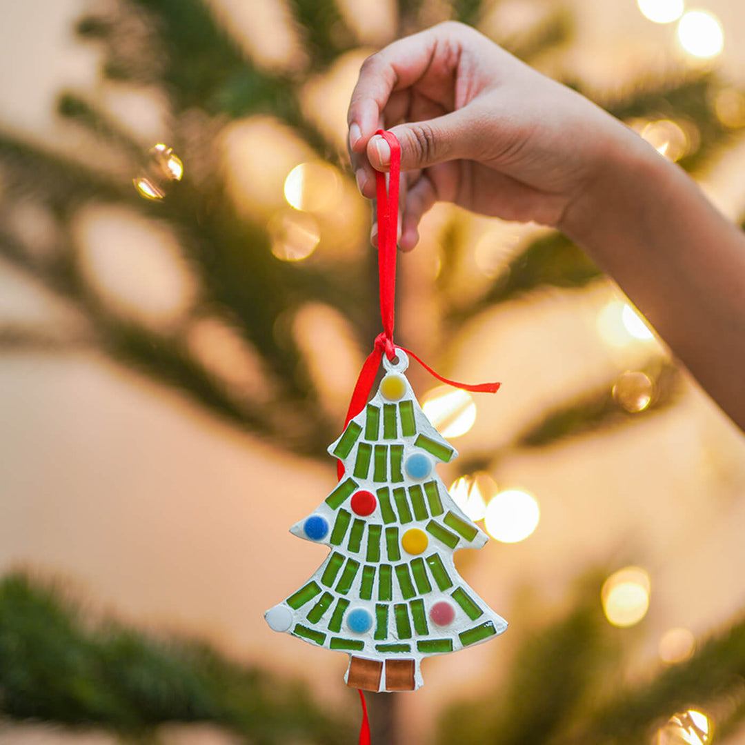 Handmade Xmas Tree Mosaic Glass Ornaments For Decoration