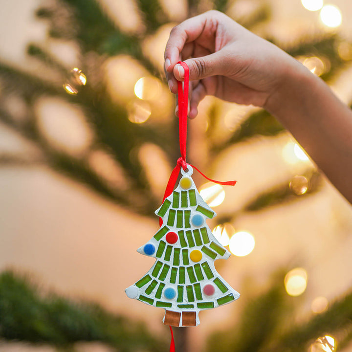 Handmade Xmas Tree Mosaic Glass Ornaments For Decoration