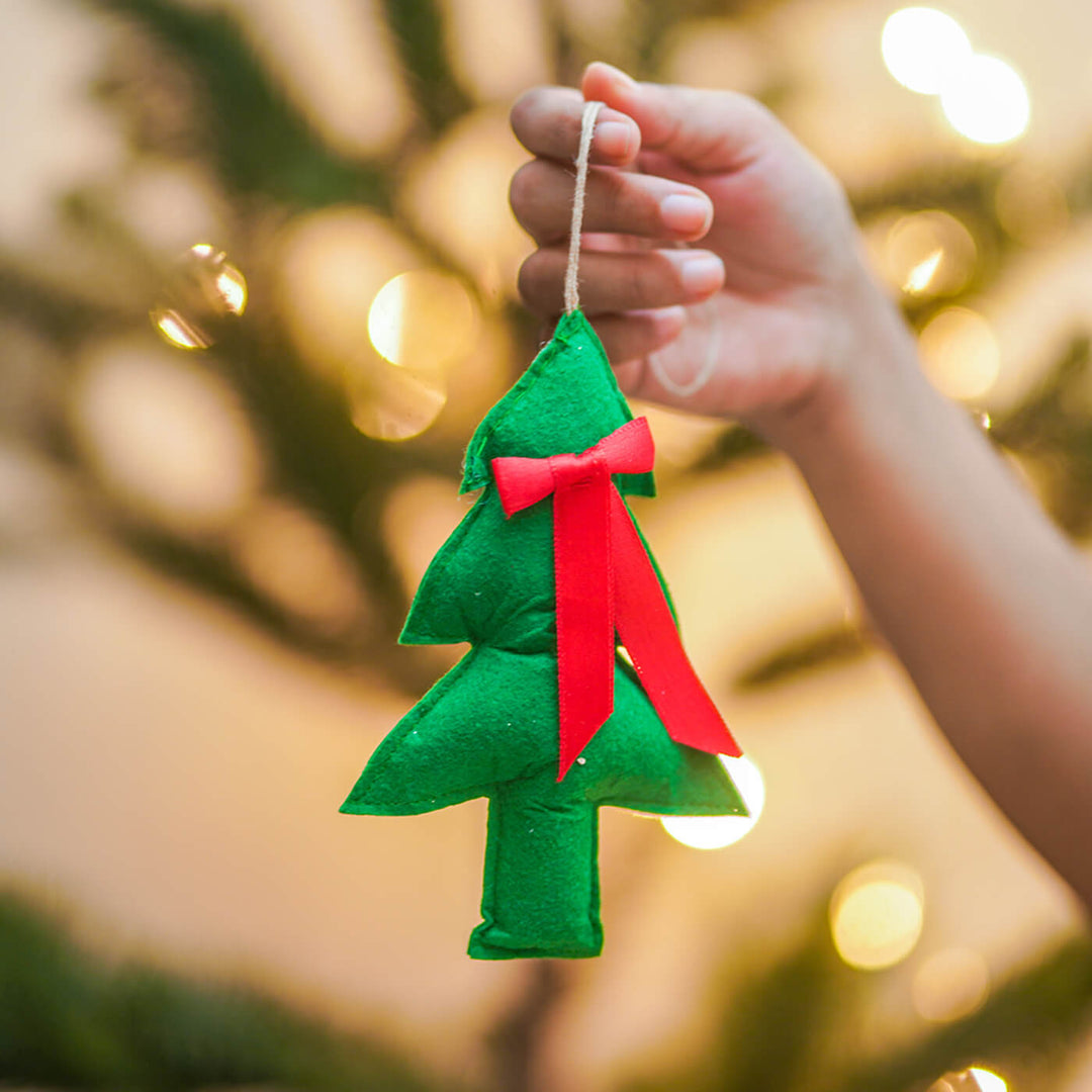 Handmade Upcycled Xmas Felt Ornaments For Christmas Tree Decoration | Set Of 4