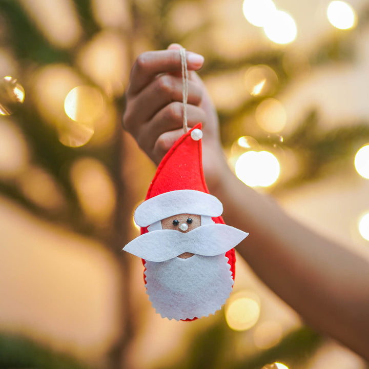 Handmade Upcycled Santa And Reindeer Felt Ornaments For Christmas Tree Decoration | Set Of 2