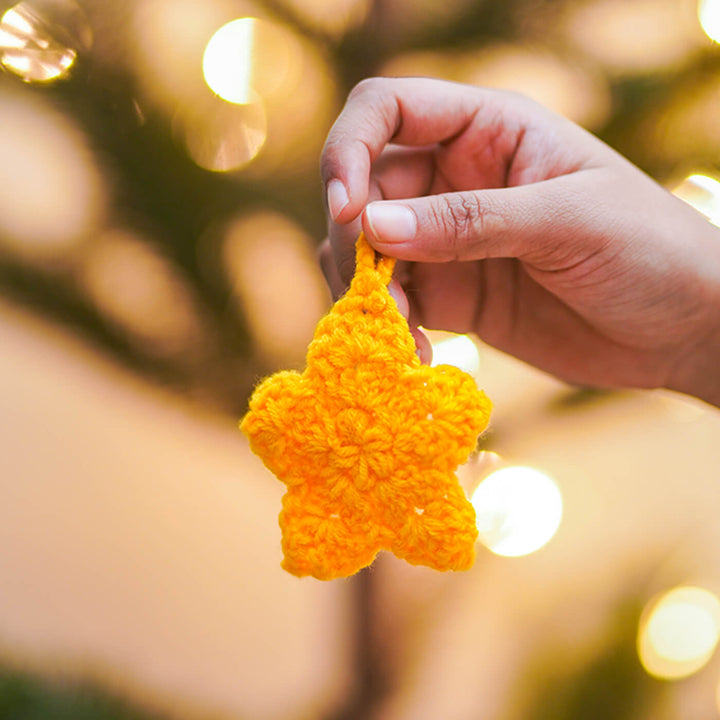 Handmade Star Crochet Ornaments For Christmas Tree Decoration | Set Of 2