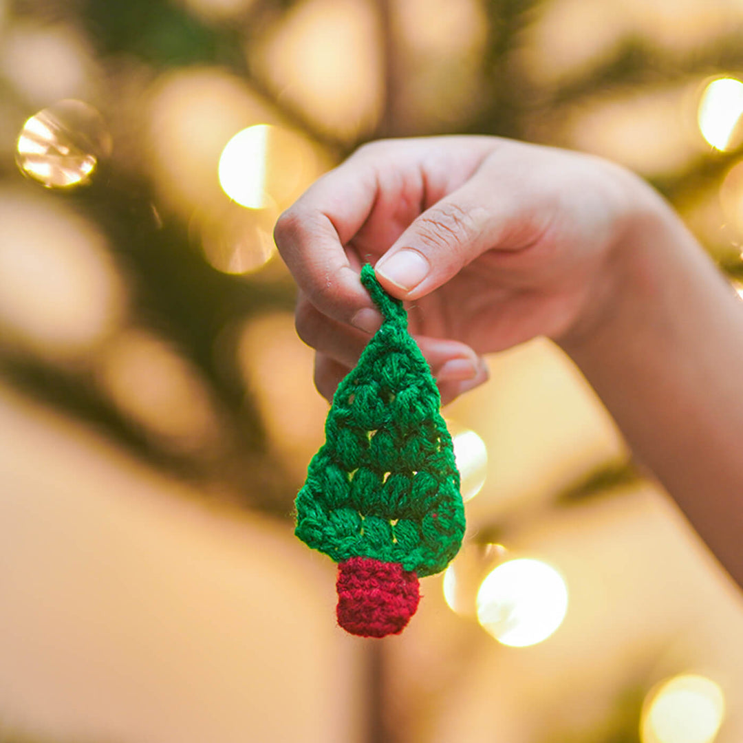 Handmade Xmas Tree Crochet Ornaments For Christmas Tree Decoration | Set Of 2