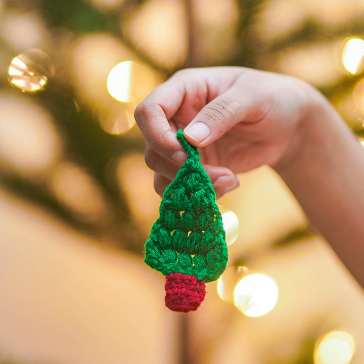 Handmade Xmas Tree Crochet Ornaments For Christmas Tree Decoration | Set Of 2