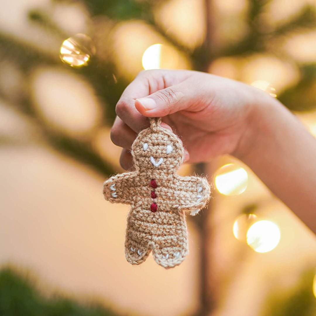 Handmade Gingerbread Man Crochet Ornaments For Christmas Tree Decoration | Set Of 2