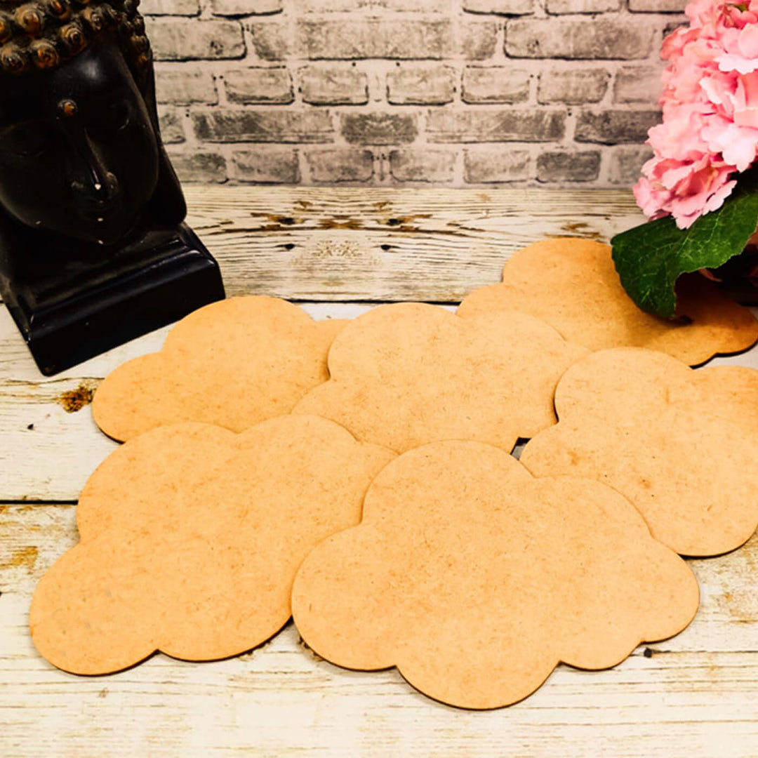 Ready-To-Paint MDF Cloud-Shaped Coaster Bases with Stand - KP0102