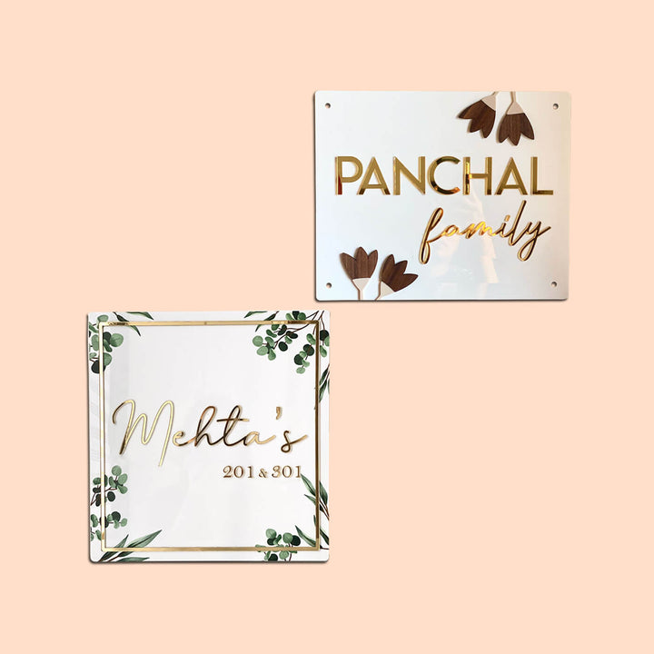 Personalised Tulip Rectangle Nameplate With Ganesha