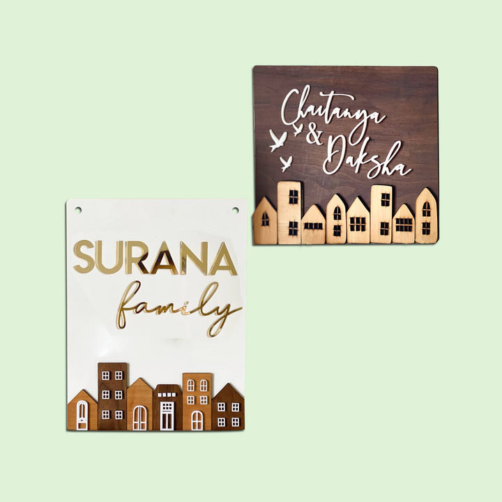 Personalised Wooden Rectangular House Nameplate