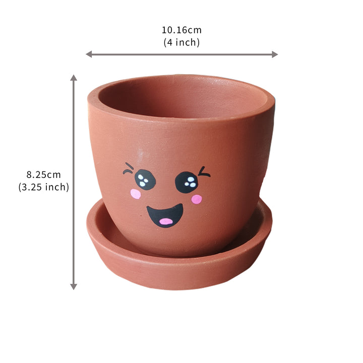 Handpainted Terracotta Emoji Planter Pot (Set of 3)