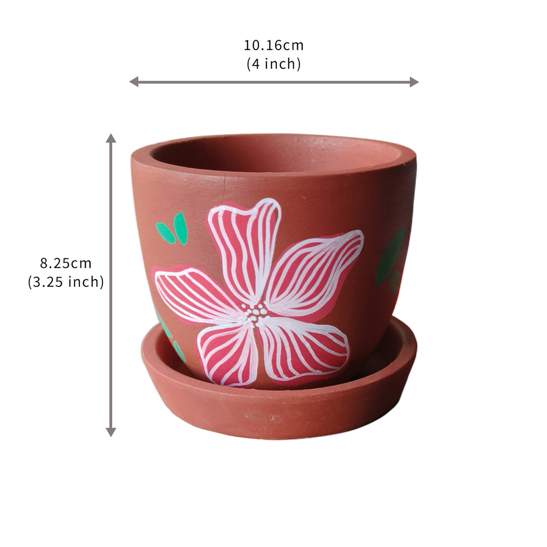 Handpainted Terracotta Flower Pop Planter Pot (Set of 3)