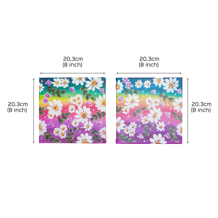 Handpainted Daisy One Stroke Art Canvas Wall Hanging (Set of 2)