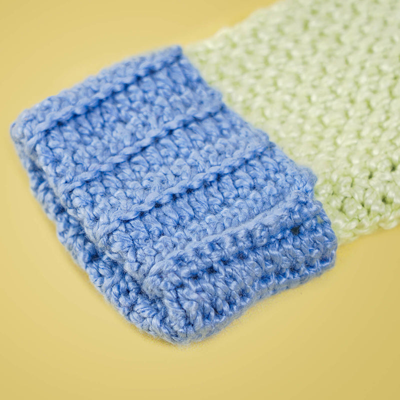 Blue and White Crochet Baby Mittens