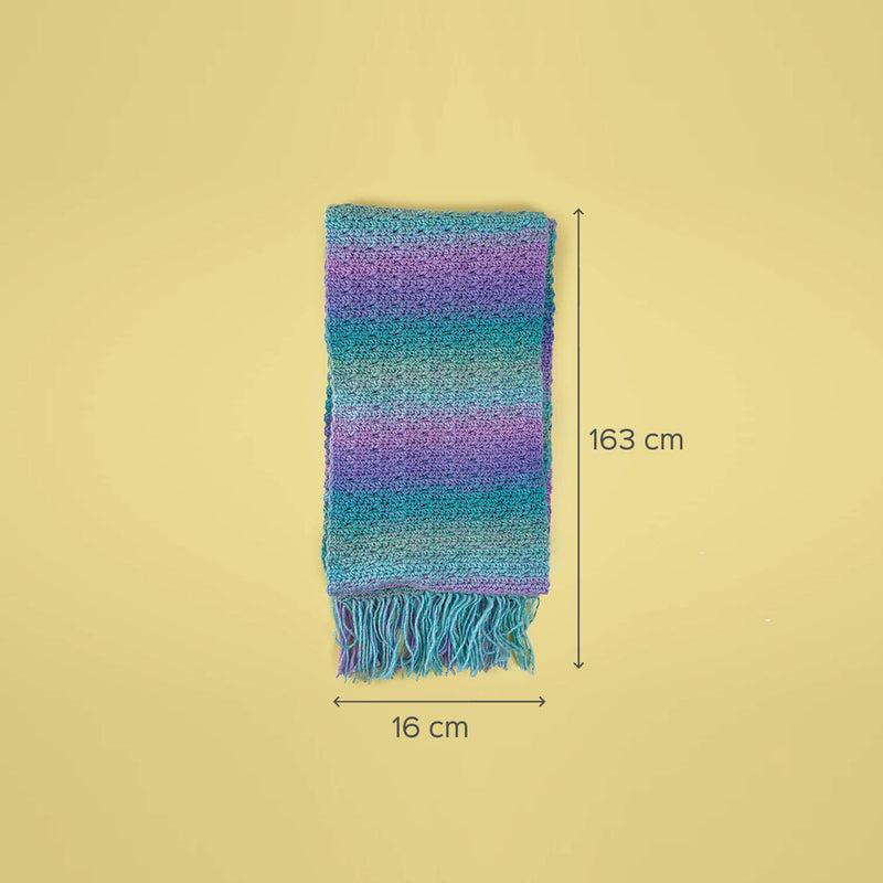 Multi-coloured Ribbed Crochet Scarf