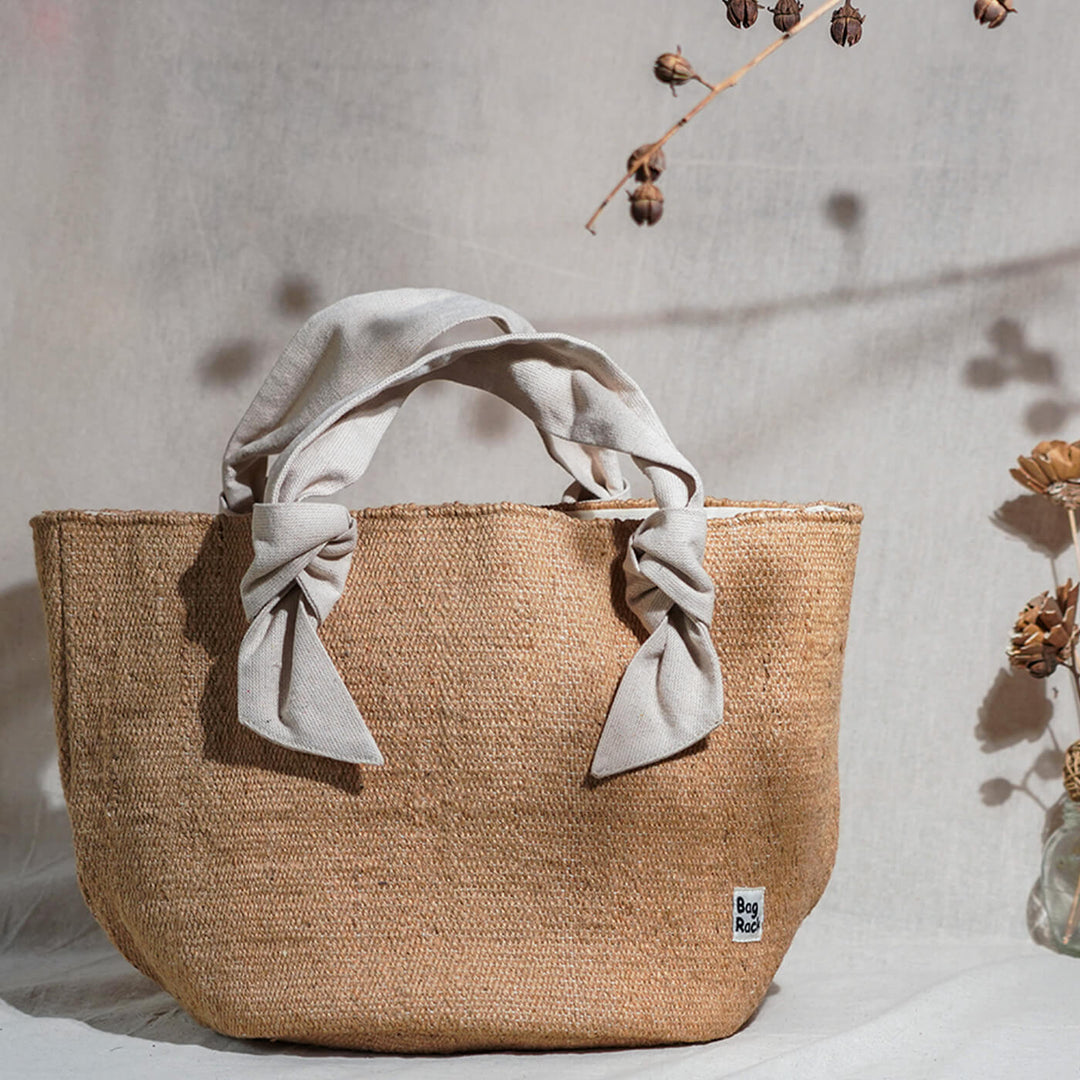 Jute Tote with Cotton Handles