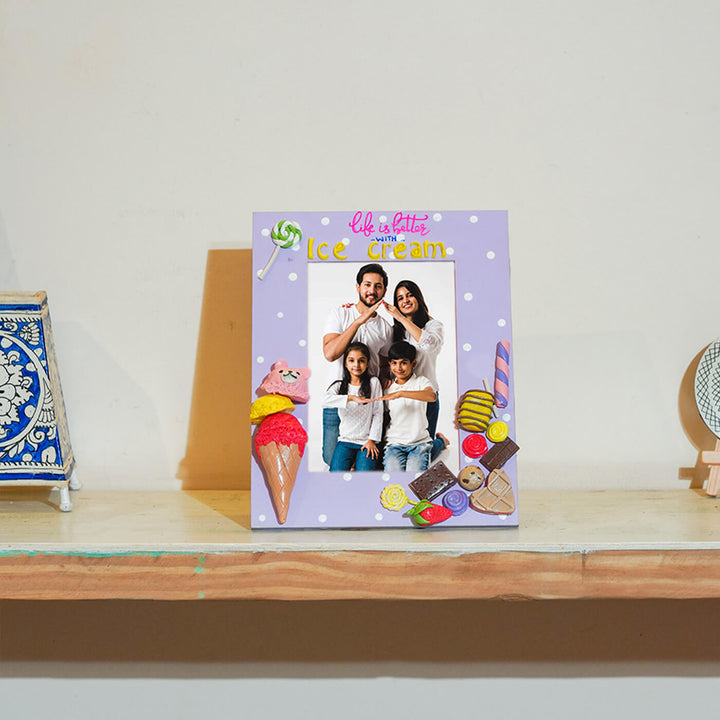 Personalized Ice Cream Party Photo Frame with Photo
