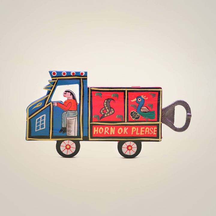 Hand-Painted Lorry Bottle Opener - Blue