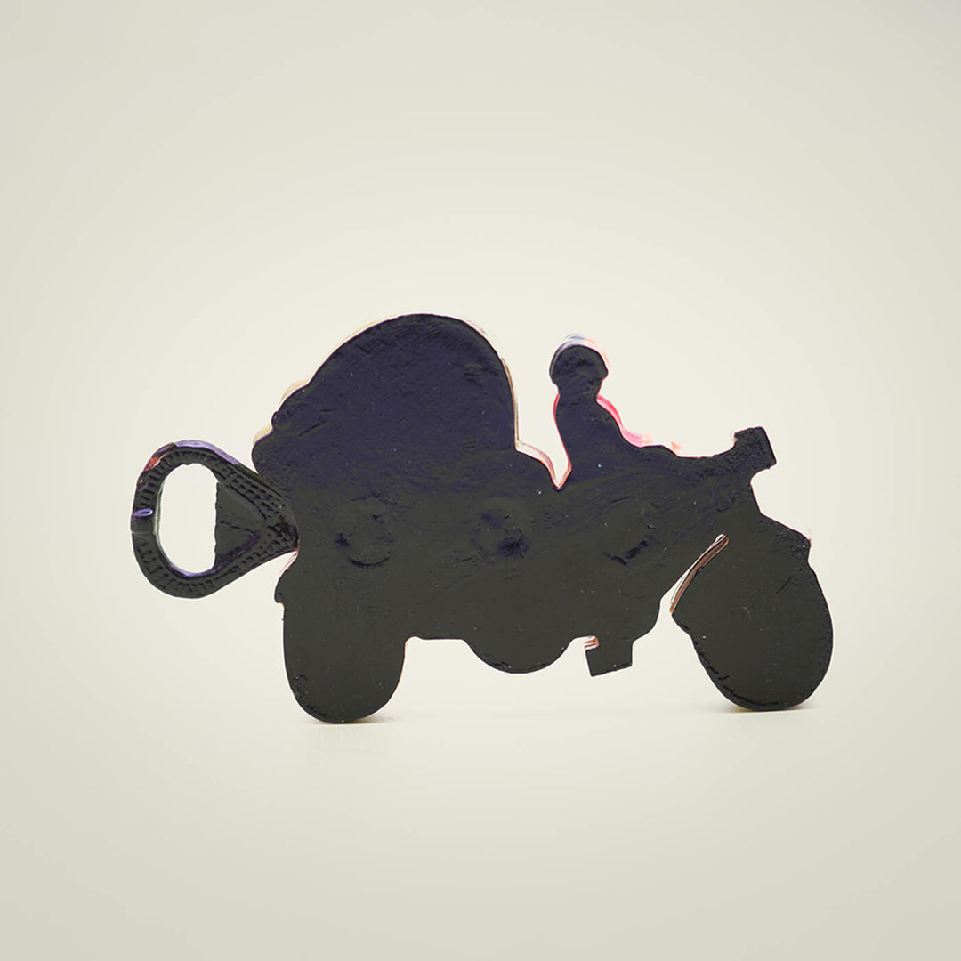 Hand-Painted Cycle Rickshaw Bottle Opener - White
