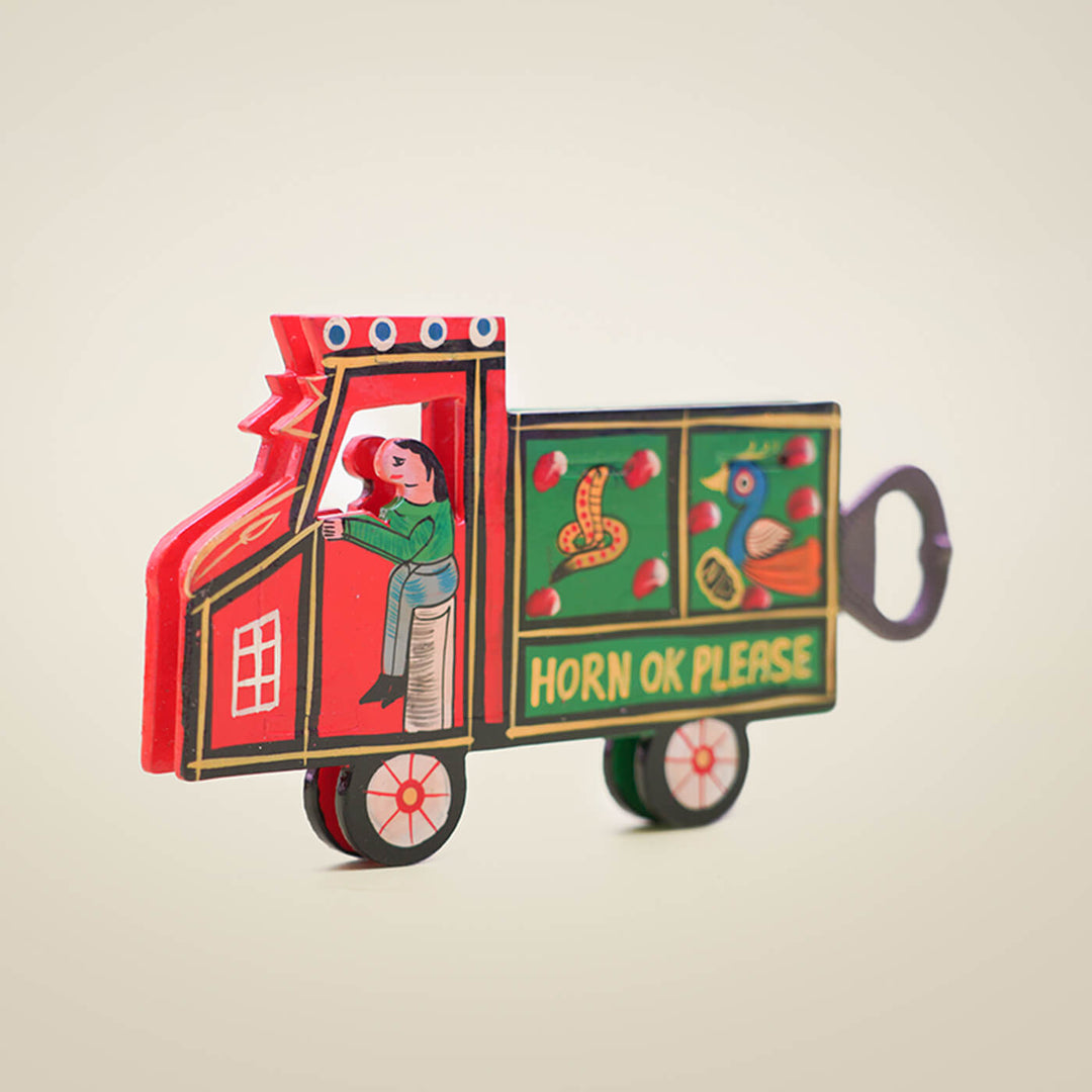 Hand-Painted Lorry Bottle Opener - Red & Green