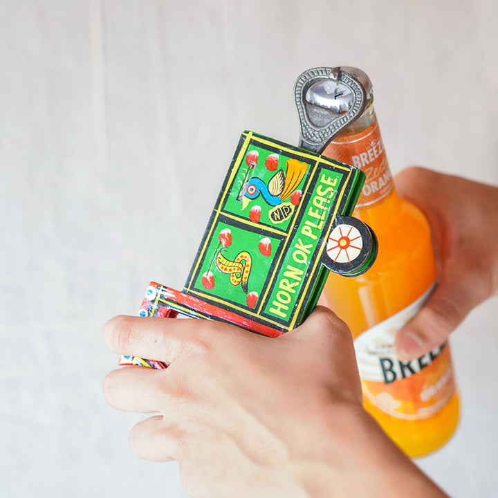 Hand-Painted Lorry Bottle Opener - Red & Green