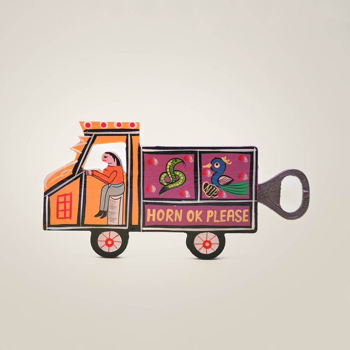Hand-Painted Lorry Bottle Opener - Yellow