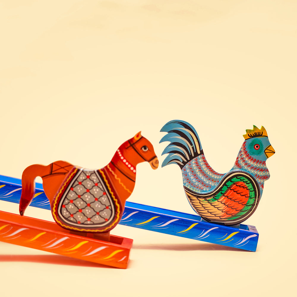 Set of 2 - Animal Walking Toys- Horse & Rooster - Zwende