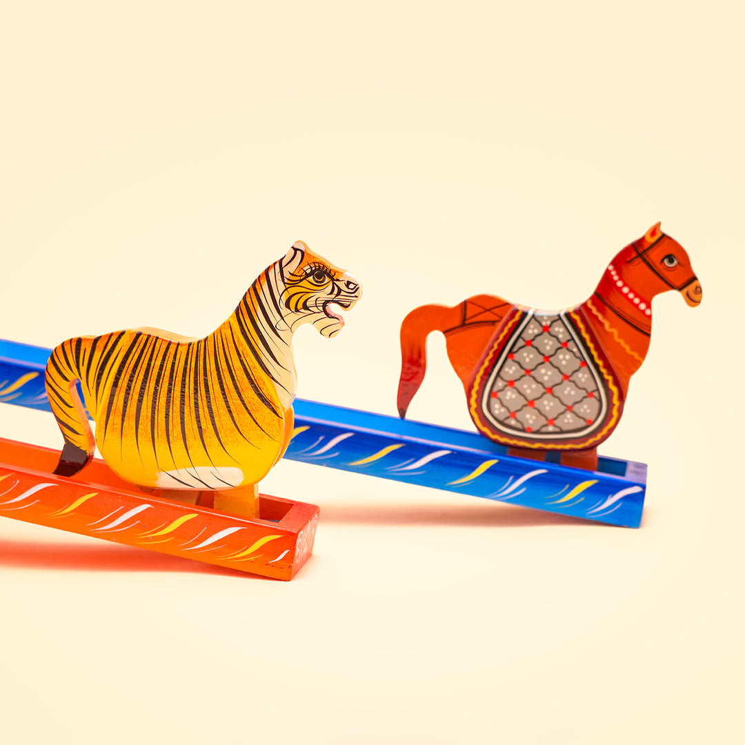 Set of 2 - Animal Walking Toys- Horse & Tiger