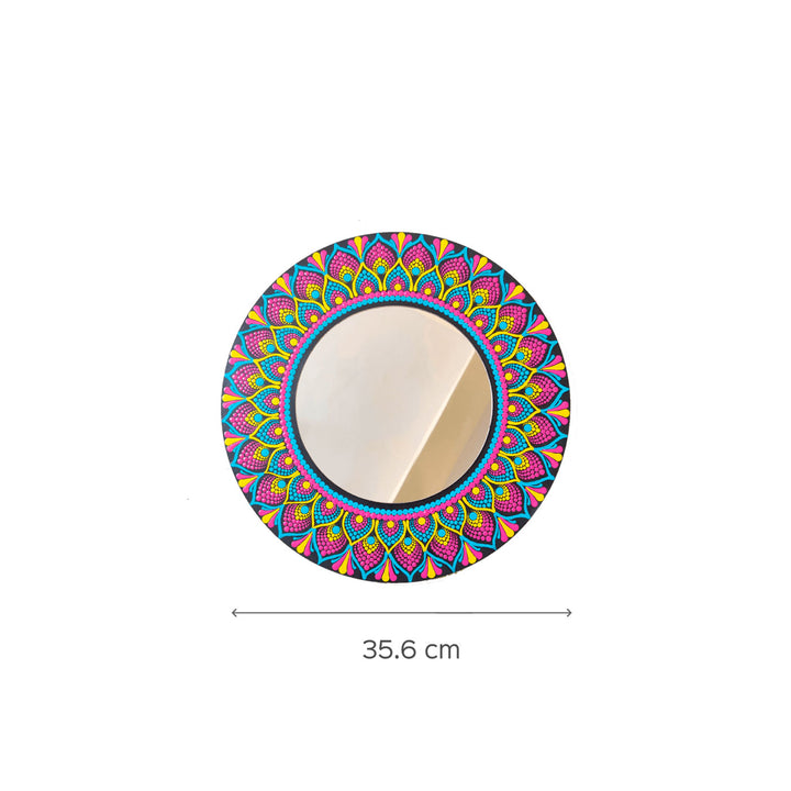 Pink And Yellow Dot Mandala Mirror