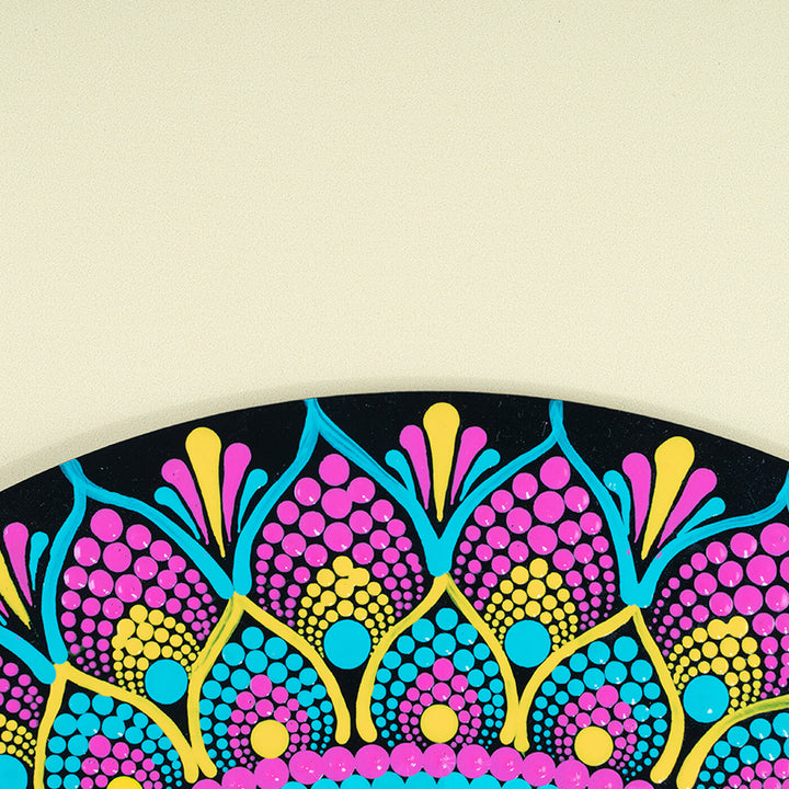 Pink And Yellow Dot Mandala Mirror