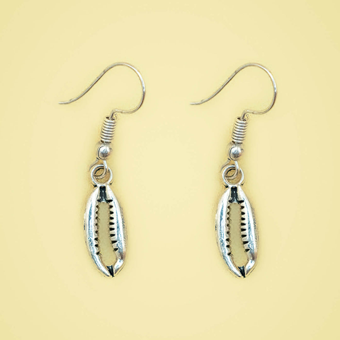 Cowrie Shell Silver Earrings