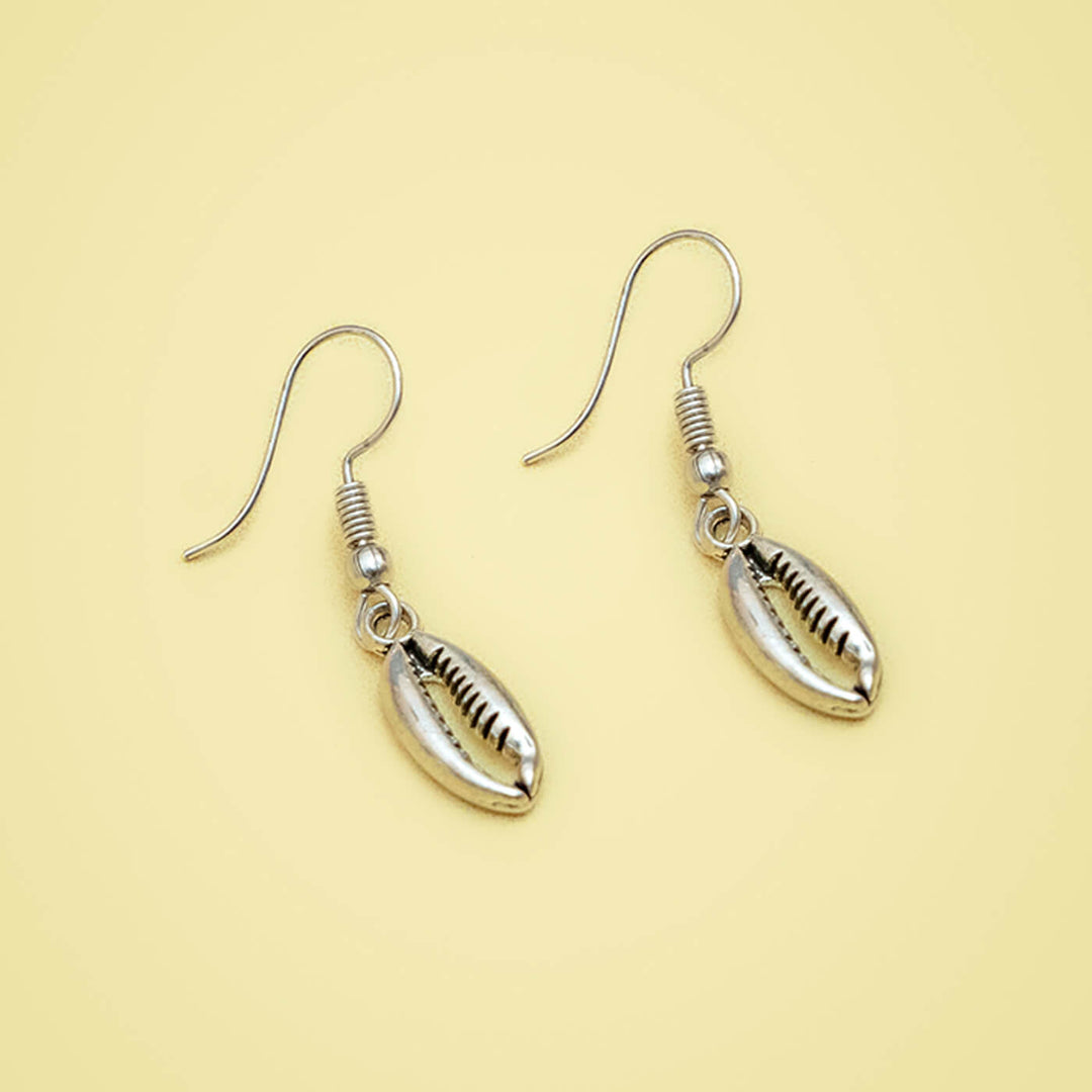 Cowrie Shell Silver Earrings