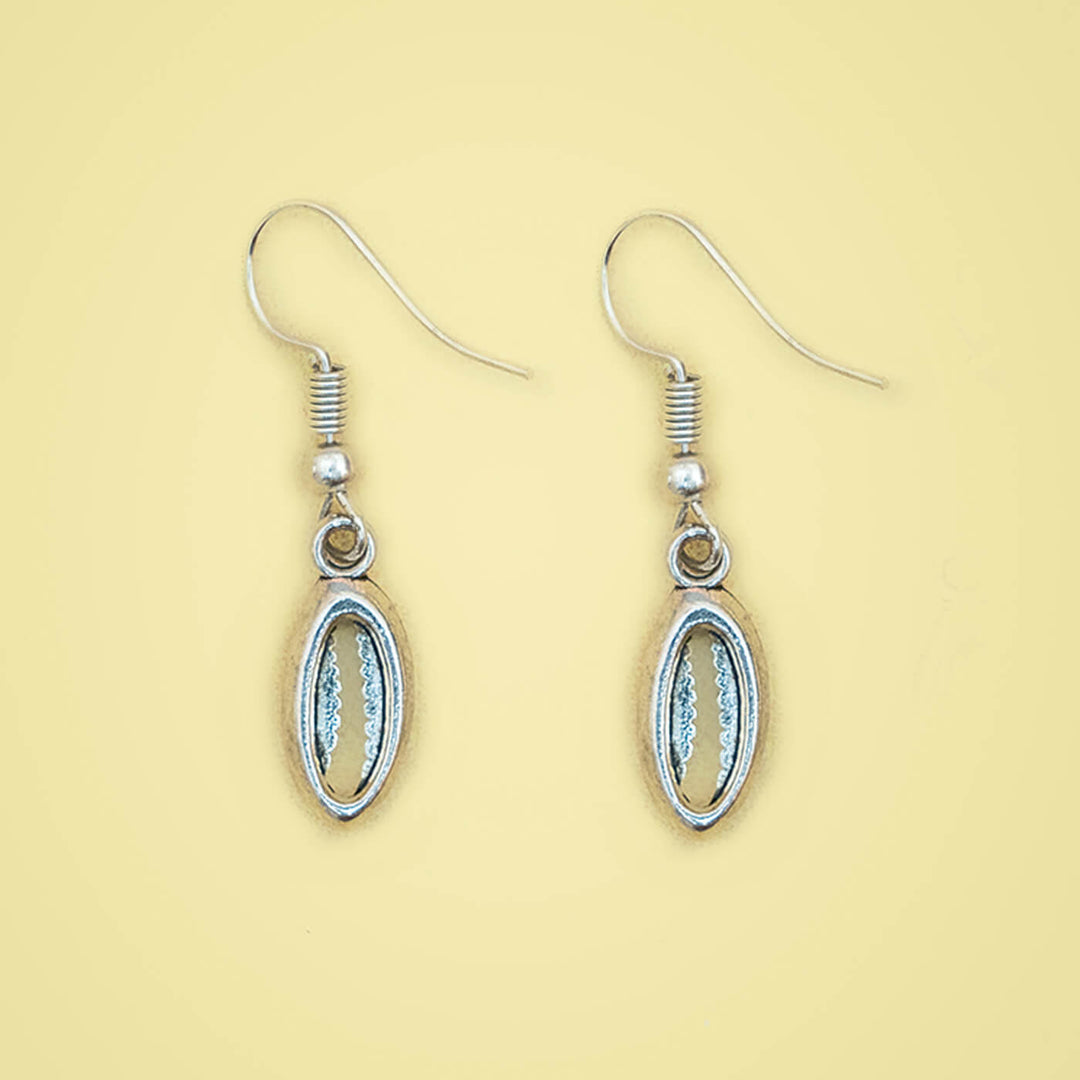 Cowrie Shell Silver Earrings