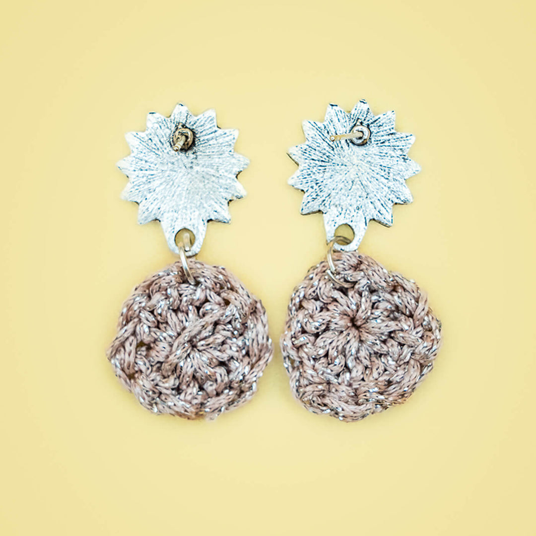 Glittery Flower Crochet Earrings