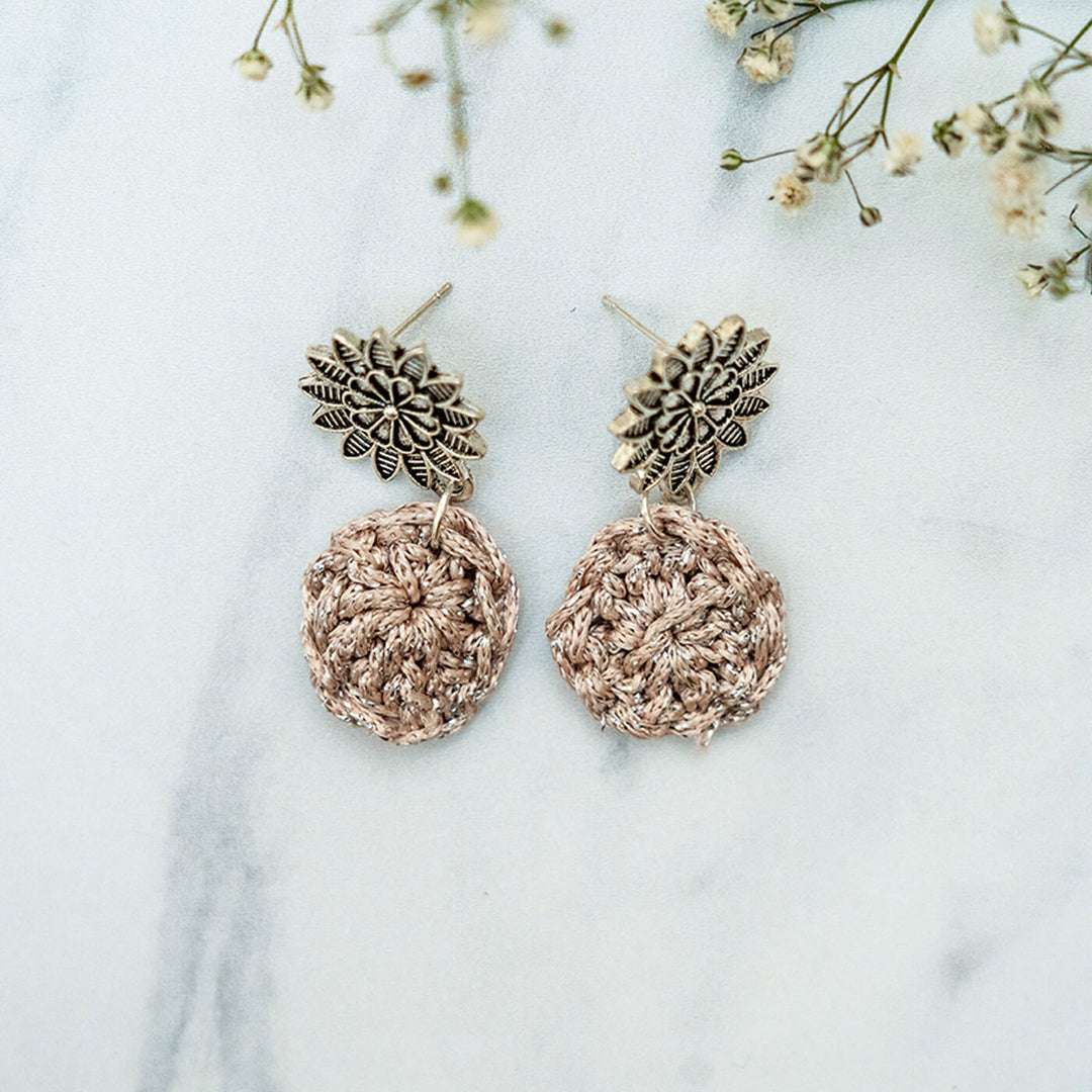 Glittery Flower Crochet Earrings