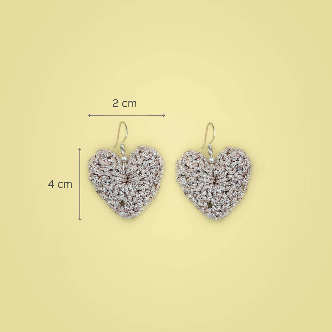 Glittery Heart Crochet Earrings