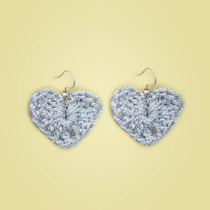 Glimmering Heart Crochet Earrings