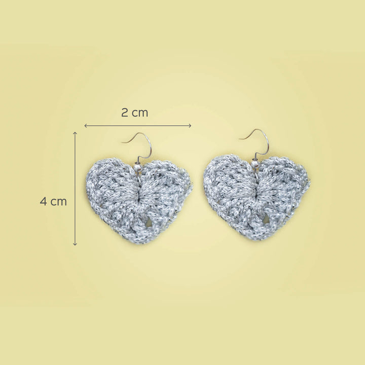 Glimmering Heart Crochet Earrings