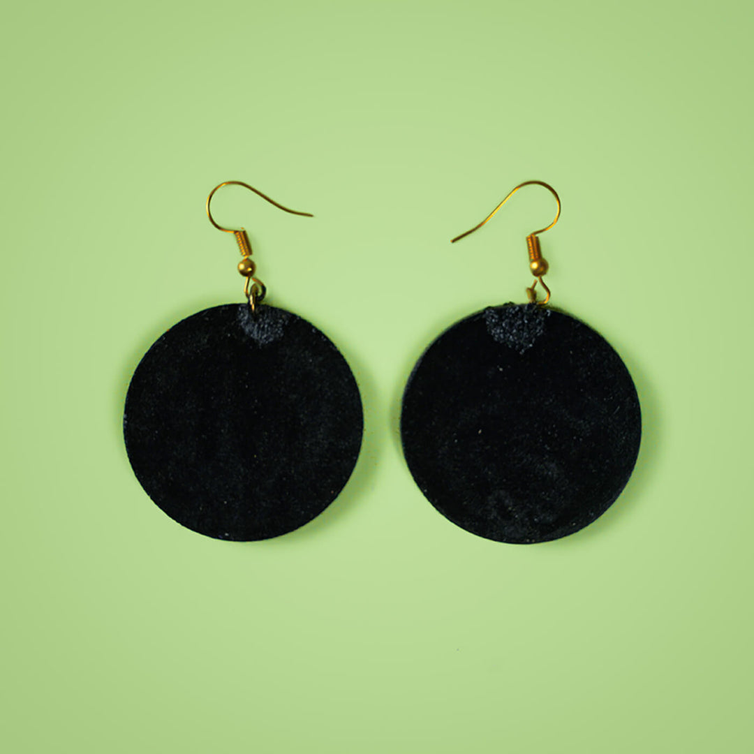 Blue and Yellow Dot Art Round Mandala Earrings